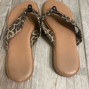 Leopard Print Flip Flips size 10WW